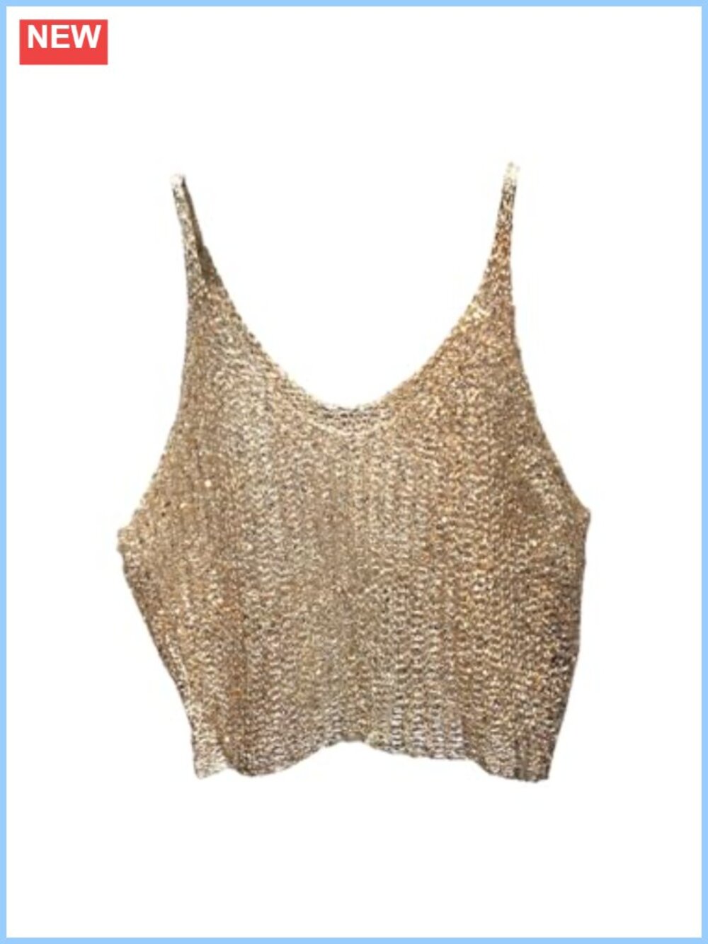 Crochet Cami Top Semi Sheer Cropped Knit Beach Cover Up